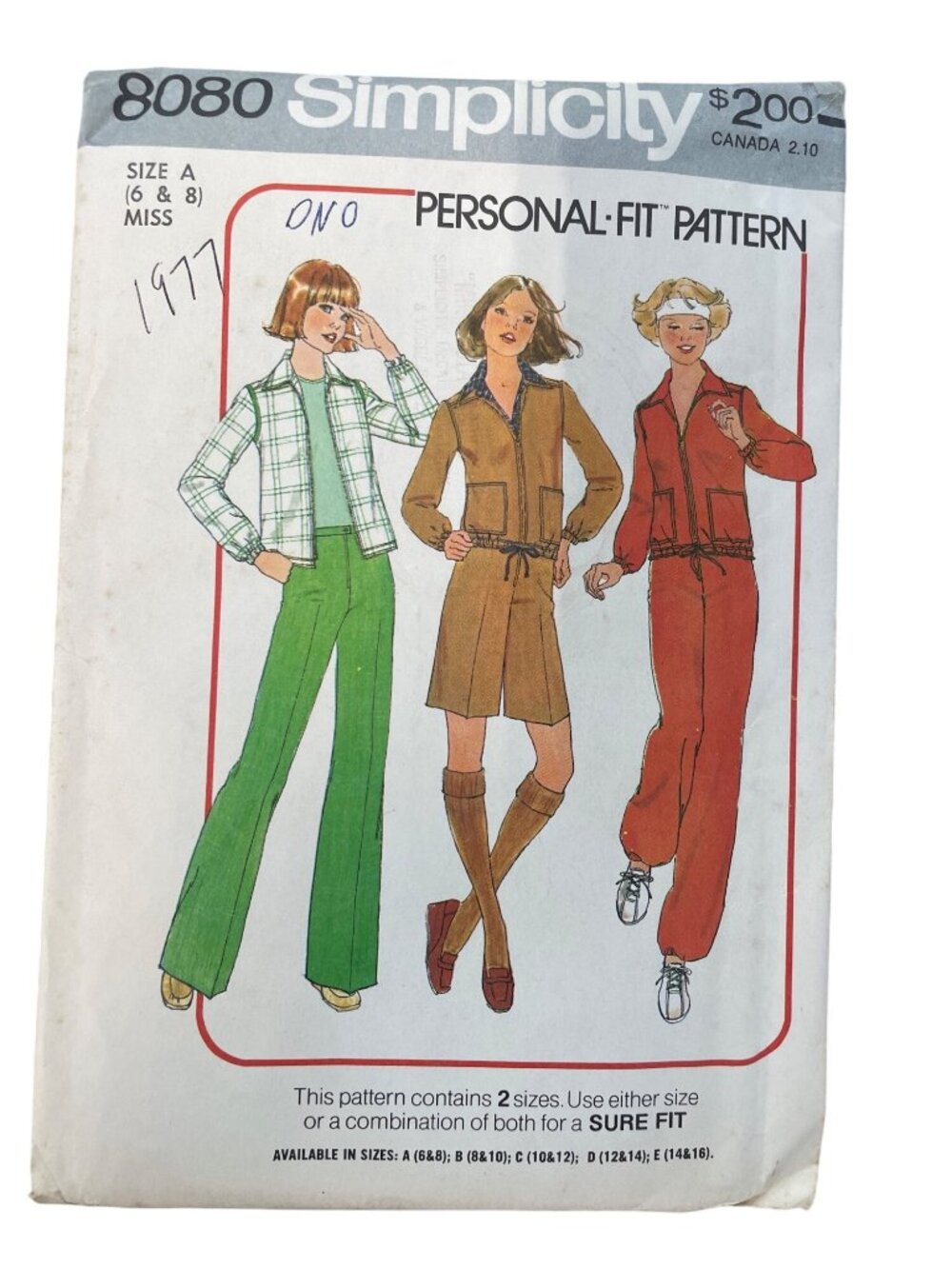 Vintage 70s Simplicity 8080 Sewing Pattern Size 6 & 8 Jacket Pants & Shorts CUT